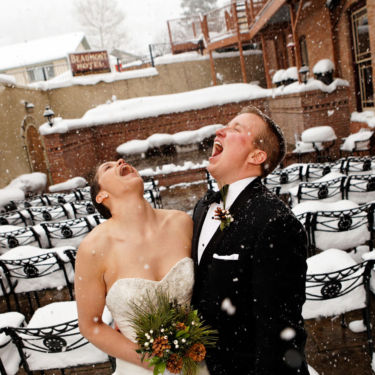 Ouray, Colorado bride and groom in the snow