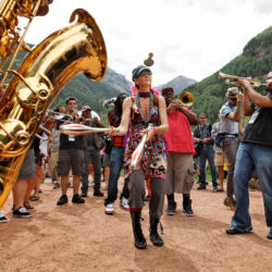 The Soul Rebels Brass Band perform in Telluride Town Park during the Telluride Jazz Celebration. telluride jazz